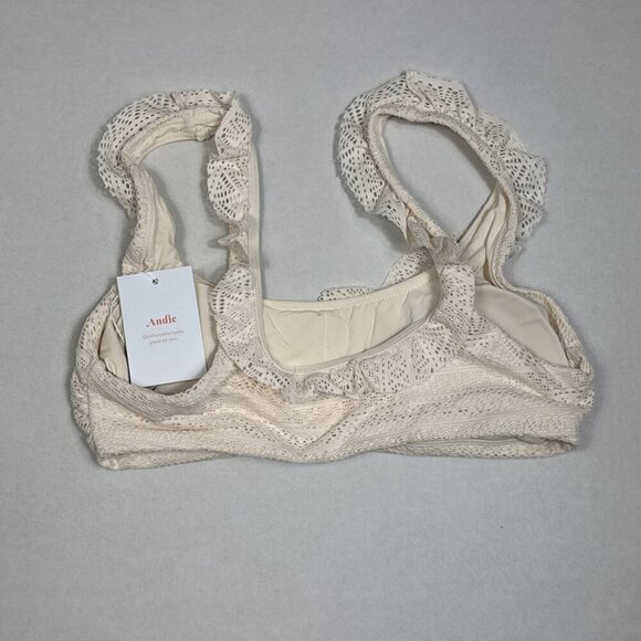 Andie Women's S The Hydra Swim Top Crochet Vanilla Ruffle NWT 9571 - Picture 3 of 15